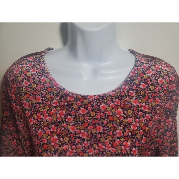 Old Navy Med Pink Floral Velour Short Puff Sleeve Stretchy Keyhole Back Jumpsuit - Picture 3 of 10